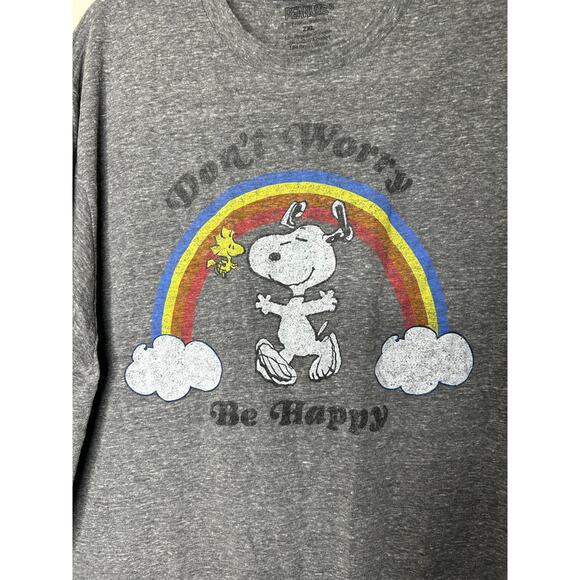 Peanuts Shirt Mens 2XL Gray Short Sleeve Cotton Crew Neck Top Snoopy Dog Cartoon - Picture 2 of 4